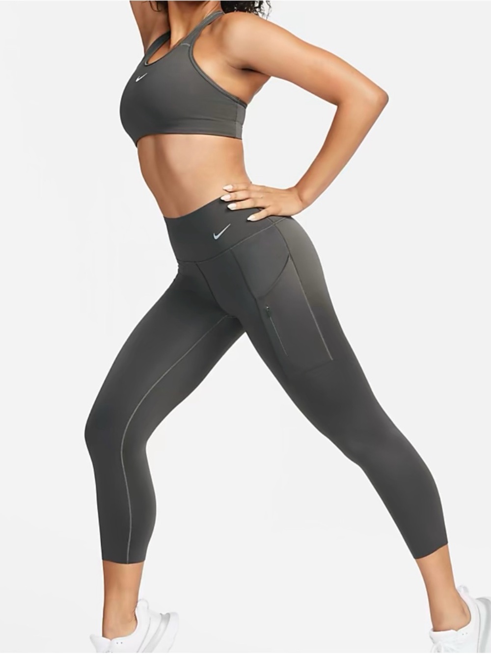 Nike Go Women's Firm-Support Mid-Rise Cropped Leggings with Pockets DQ5908-254 M